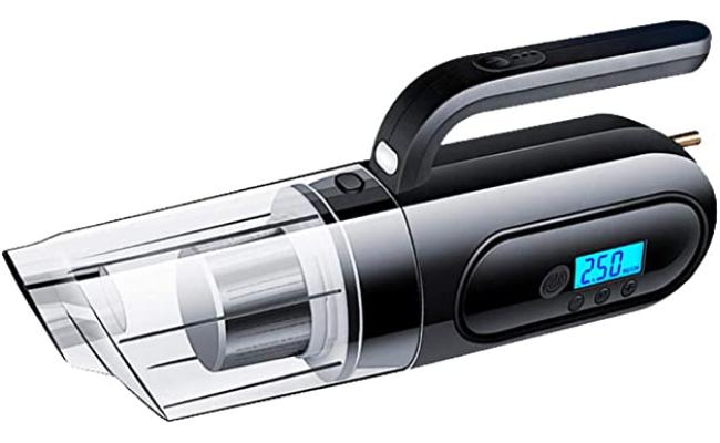 4 In 1 Car Vacuum Cleaner And Car Tyre Pump With LED Light (Black)