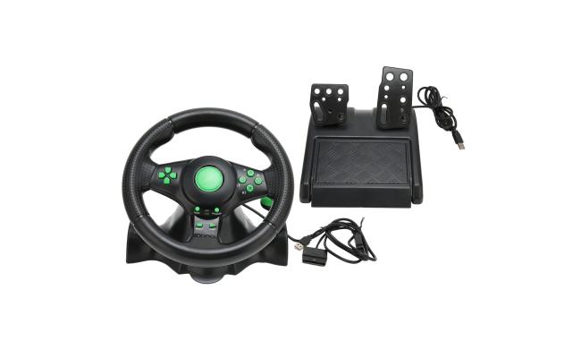 4 in 1 Vibration Steering Wheel 180 Rotation For X360, PS3, PS2 PC USB