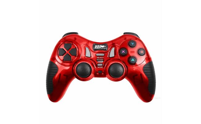 7-in-1 2.4G Wireless Dual Vibration Gamepad Controller -Red