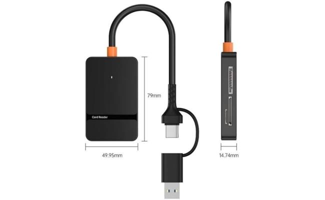 8-in-1 ADS-316 Type-C USB-A to SD/TF/MS/CF1 Card Reader 5Gbps