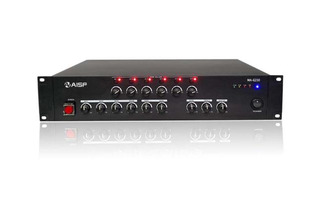 AISP MA-6250 6 Zone Mixer Amplifier with Siren 250W