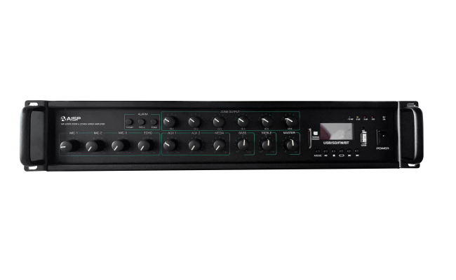 AISP MP-6550S 6 Zones Mixer Amplifier with MP3/USB/BT/SD/ECHO/AUX 550W