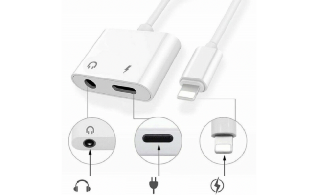 Aux123 Lightning to 3.5mm Audio & Connector & Charge Adapter Cable