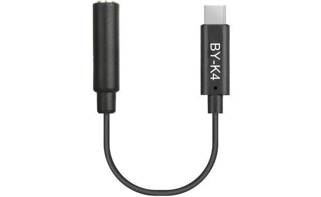 BOYA BY-K4 3.5mm Female TRS to Male USB Type-C Adapter Cable Connector Dongle