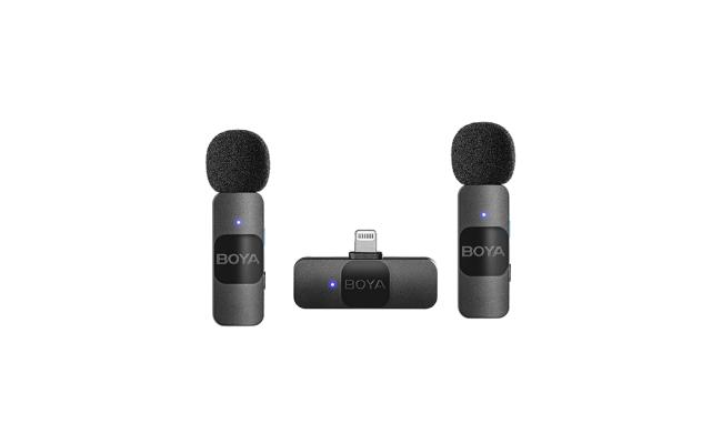 BOYA BY-V2 Ultracompact 2.4GHz Wireless Microphone System for iPhone (Two MIc)