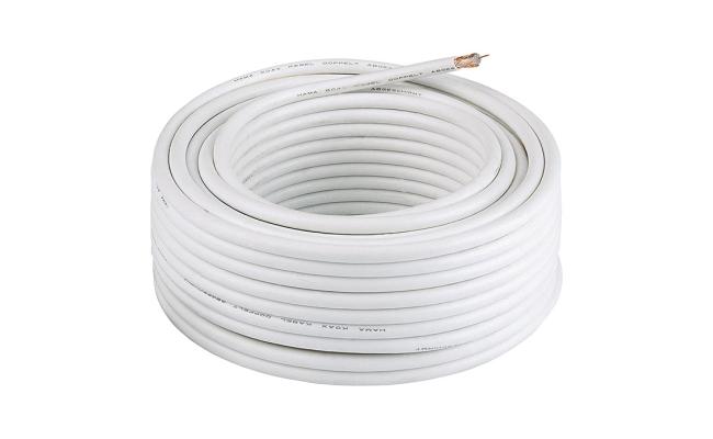 Coaxial RG58 Cable 100m with Power - White