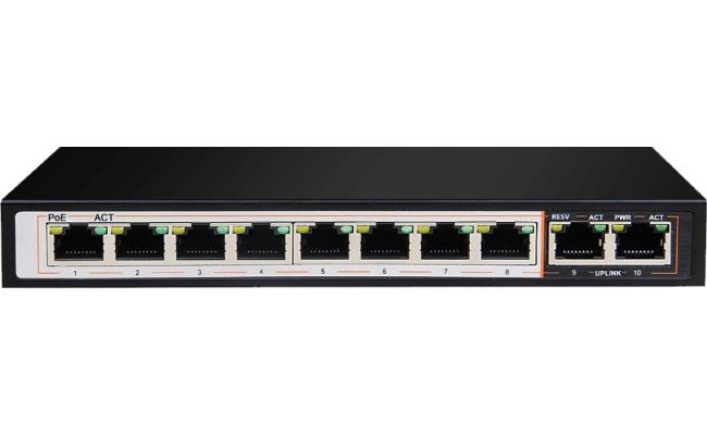 D-Link DGS-F1010P-E/B 8GE PoE+ 2GE Uplink 250m PoE Switch-KU Plug