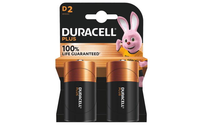 Duracell Plus D Alkaline Batteries x2