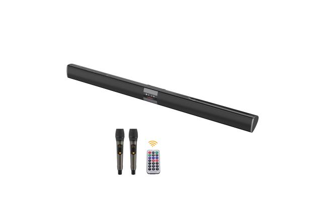 E-5005K Bluetooth 5.0 TV Sound Bar Speaker Home Theater with Two Mics 40W