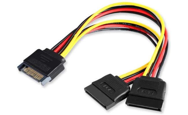 Electop SATA Power Splitter Cable, 6 Inch 15 Pin SATA Male to Dual Female Power Cable