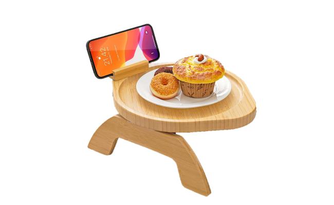Flodable Bamboo Sofa Tray Table (Round)