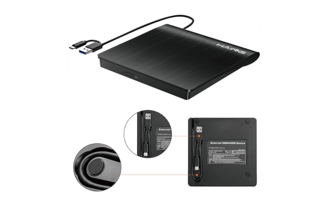 HAING HI-0301-EDD Portable External DVD Drive USB 3.0 Type-C