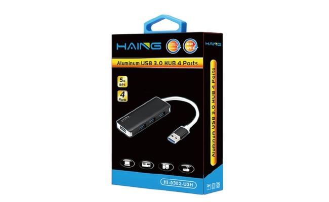 HAING HI-0302-U3H High Speed Aluminium USB 3.0 Data Hub 4 Port
