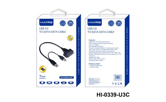 HAING HI-0339-U3C USB 3.0 TO SATA SSD Hard Disk Driver Power cable