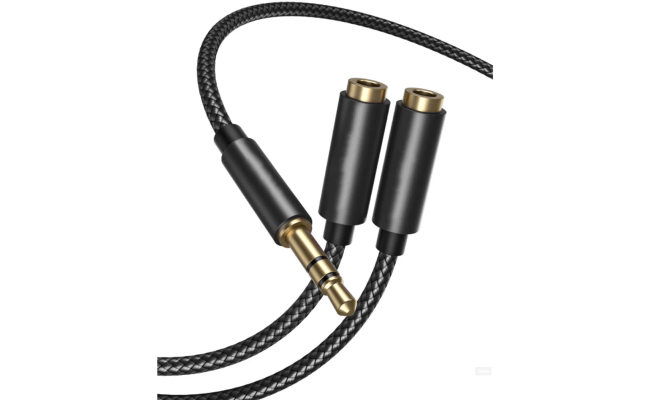 HAING HI-1046-MFC Dual 3.5mm Female to 3.5mm Male Audio Cable 20cm