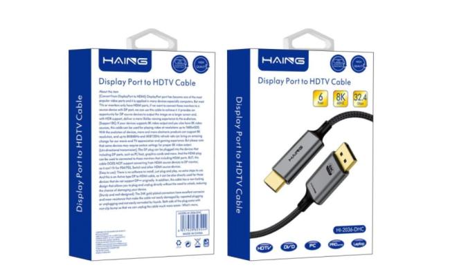 HAING HI-2036-DHC Display Port to HDMI Cable 8K 1.8M