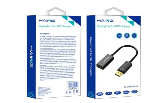 HAING HI-2047-DHA Display Port To HDMI Adapter