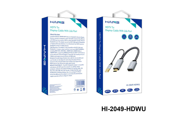 HAING HI-2049-HDWU HDMI to Display Cable with USB Port 4K 60Hz