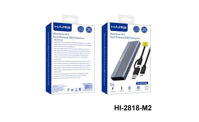 HAING HI-2818-M2 M2 NVME 2in1 SSD Case Aluminum alloy shell