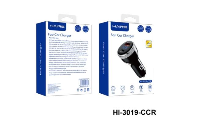 HAING HI-3019-CCR Fast Car Charger 2 Ports 48W