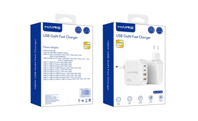 HAING HI-AH100 USB GaN Fast Charger 100W 4 ports
