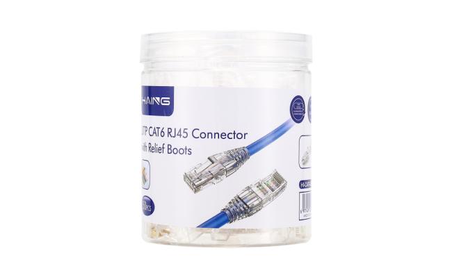 HAING HI-CAT6-URB UTP CAT6 RJ45 Connector with Relief Boots 50 Pcs
