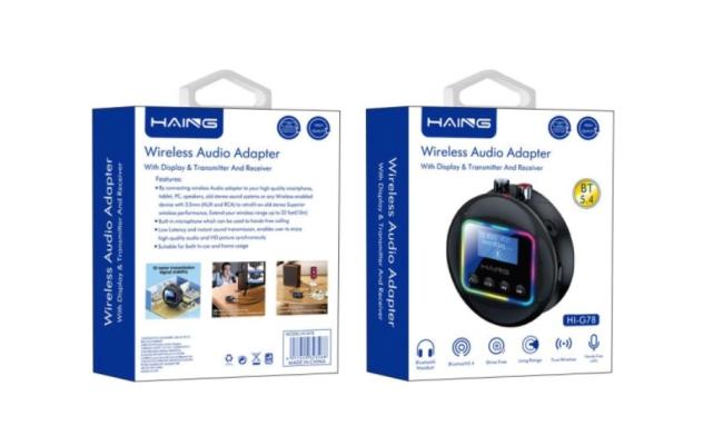 HAING HI-G78 BT5.4 Wireless Bluetooth Audio Adapter With Display & Transmitter And Receiver