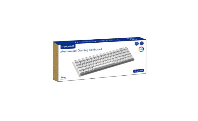 HAING HI-MKB68-BK Mechanical Blue Switch Wired Gaming Keyboard -White