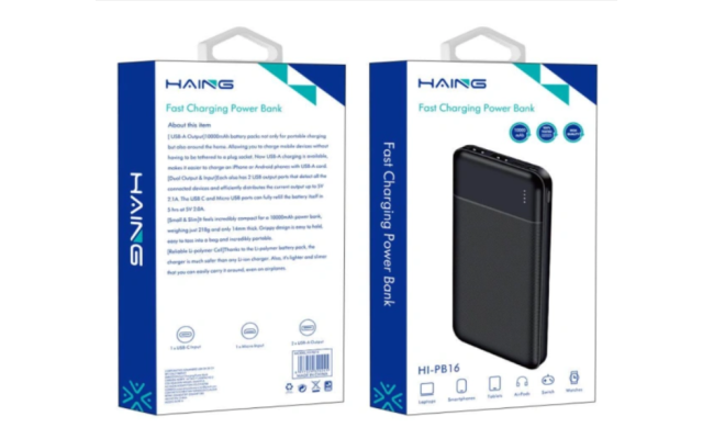 HAING HI-PB16 Fast Charging Power Bank 10000mAh -Black