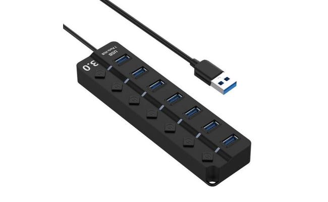 HAING HI-U307 USB 3.0 with Individual Switches and Lights 7 Port Hub