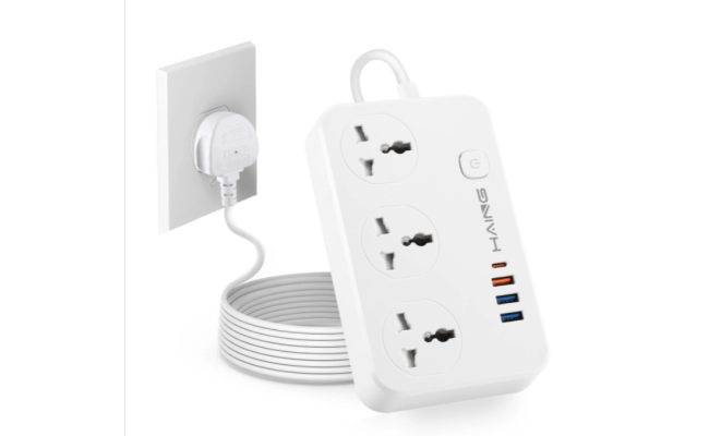 HAING HI-UK304U 20W Fast Charger Power Strip UK Socket 2M