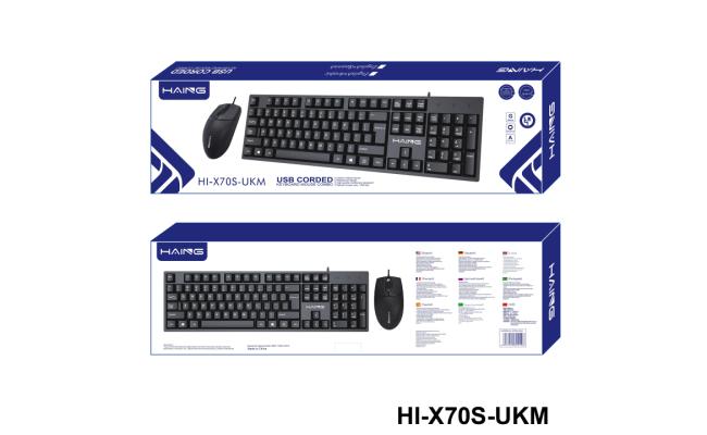 HAING HI-X70S-UKM USB Corded White Keyboard & Mouse Combo -Black