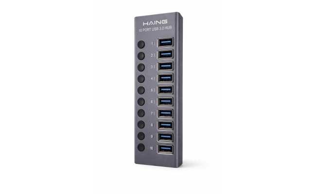 HAING HUB-985A Aluminum 10 Port USB 3.0 Hub with Power 72W