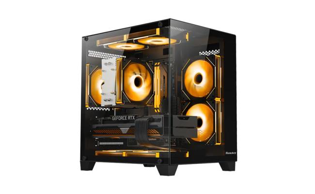 Huntkey S900 Sandstorm Full view Empty PC Case without Fans -Black