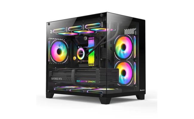 Huntkey S960 StormX Full View Empty PC Case without Fans -Black