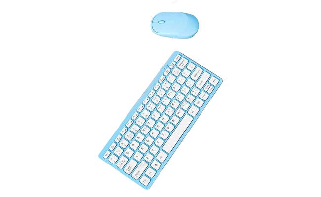 KB-KW901 Wireless Mini Chocolate Keyboard & Mouse Combo -Blue & White