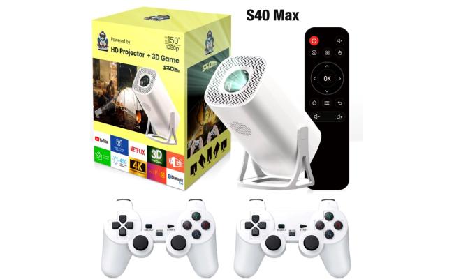 M300 S40 Max Projector Bluetooth Android 11 Proyector With 2 Wireless Controllers Video Games Console Built-in 3000 Games