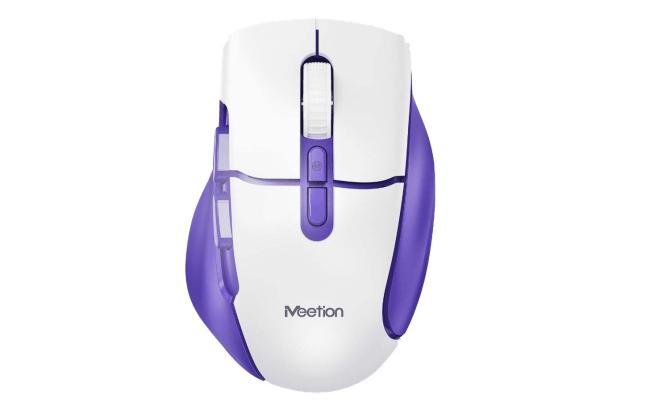 Meetion BTM001 2.4G Wireless & Bluetooth Dual-Mode Ergonomic Mouse Purple White