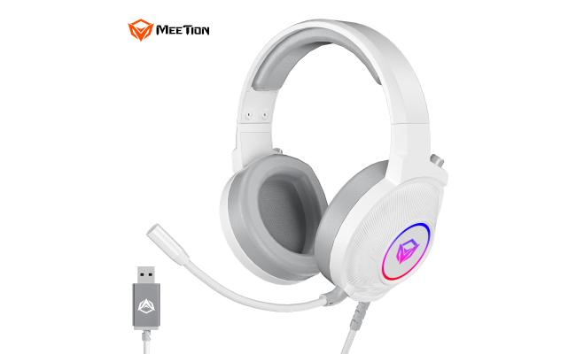 Meetion HP012 RGB 7.1  Virtual Surround Sound Gaming Headset USB -White