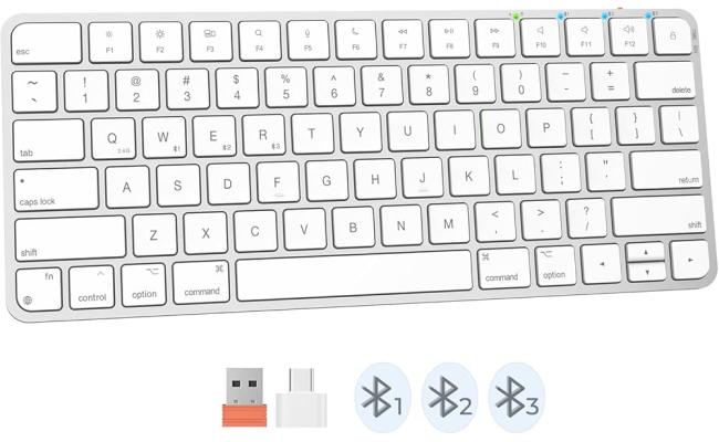 Meetion K210 ikey 2.4G Wireless & Bluetooth Ultra-thin Keyboard -White