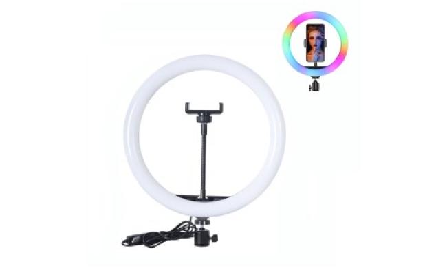 MJ26 26cm 10-inch RGB LED Ring Light with Phone Clip