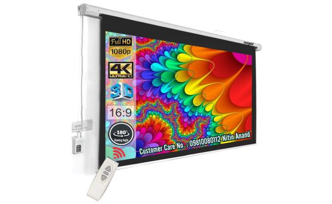 Motorized Projector Screen Wall Mount (2mx2m) with Remote