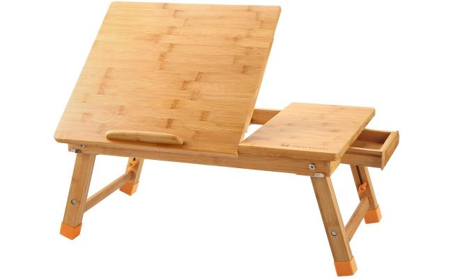 NNEWVANTE ZS1 Laptop Table Adjustable 100% Bamboo Foldable Breakfast Serving Bed Tray