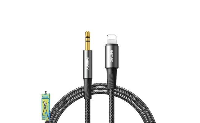 Remax C25 Braided Lightning iPhone to AUX 3.5mm Jack Audio Adapter Cable 1.2M -Black