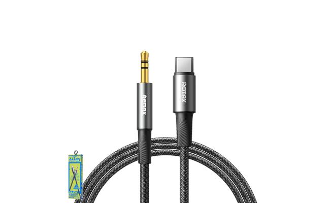 Remax C26 Braided Type-C to AUX 3.5mm Jack Audio Adapter Cable 1.2M -Black