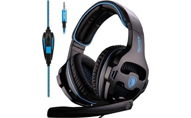 SADES SA810 PS4 Gaming Headset with Microphone and PC Adapter Over Ear Stereo Headphones for New Version Xbox One/PlayStation 4 Laptop Mac Computer (Blue)