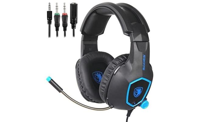SADES SA818 Gaming Headset PS4 Headset, Xbox One Headset with Mic, PC Headset Over-Ear Headphones for PC, PS4, Xbox One, Laptop (Blue)