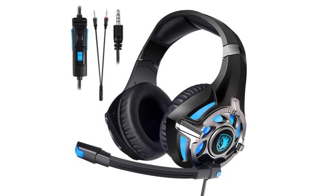 Sades SA822 Gaming Headset Over-Ear Gaming Headphone for PS4, Xbox One PC Computer Mobile Phone (Blue)