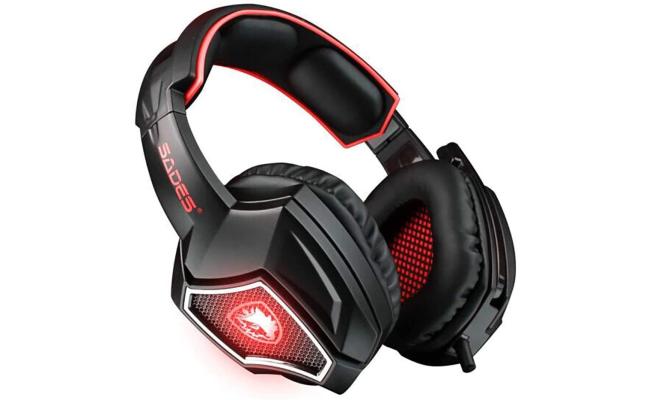 SADES Spirit Wolf  Surround Sound 2 Jack Computer Gaming Headset ,LED Light for PC Gamers (Black Red)