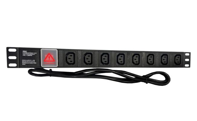 Universal 8-Port EU 16A PDU Loop Power Distribution Unit For Cabinets